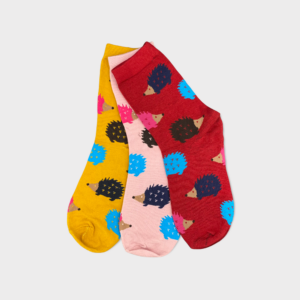 Set van 3 paar egelsokken in diverse kleuren