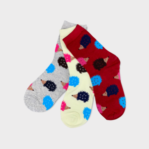 Set van 3 paar egelsokken in diverse kleuren
