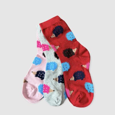 Set van 3 paar egelsokken in diverse kleuren