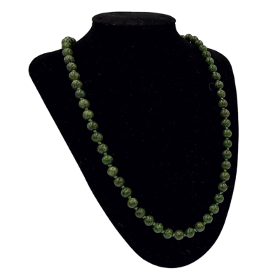 Collier van diepgroene 7 mm mosagaat