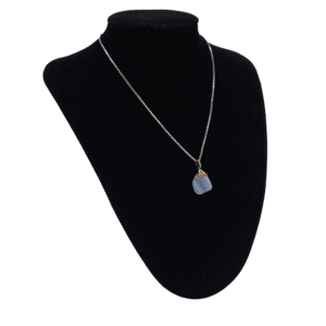 Uniek zilveren collier met wit agaat en antraciet strepen
