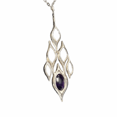 Zilveren collier met fonkelende amethist