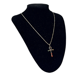 Zilveren collier met ankh/chakrea hanger