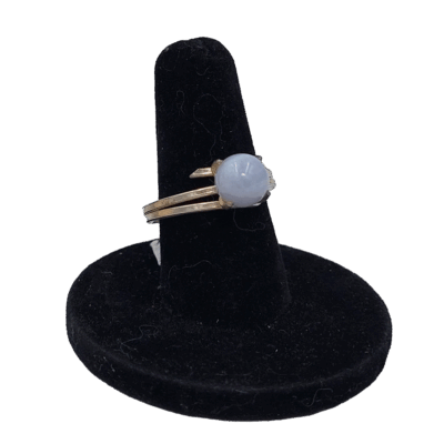 Zilveren ring met witte agaat