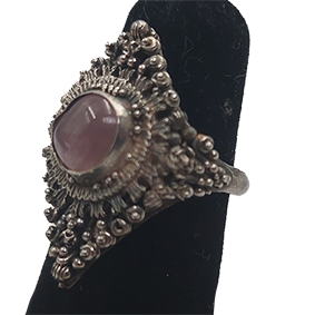 Zilveren ring met roze kwarts