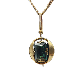 Gouden 14 kt. hanger met prachtige groene toermalijn