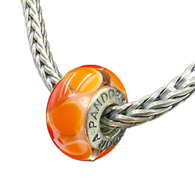 Pandora bedel murano glas oranje druppels vintage