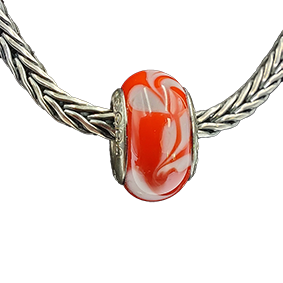 Pandora bedel murano glas roodroze bloemen vintage