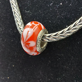 Pandora bedel murano glas roodroze bloemen vintage