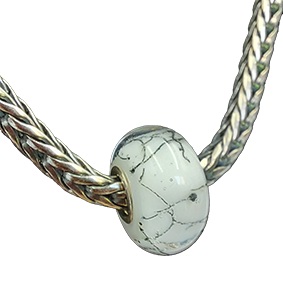 Trollbeads wit gemarmerd murano glas