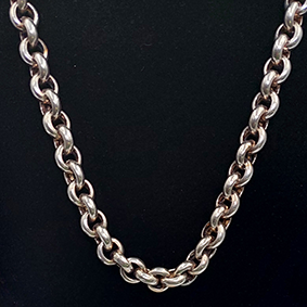 Stoere zilveren jasseron collier Italy