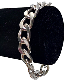 Zilveren brede schakelarmband
