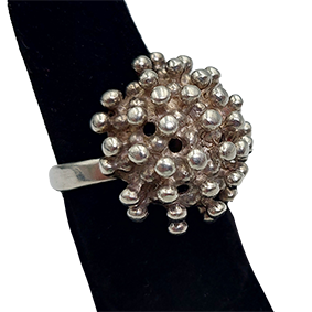 Zilveren 835 sputnik ring uit de jaren 60