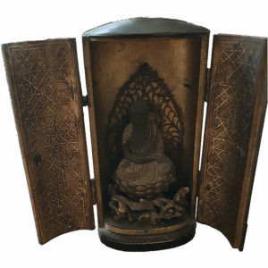 Houten reisaltaartje met Boeddha