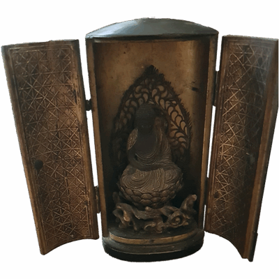 Houten reisaltaartje met Boeddha