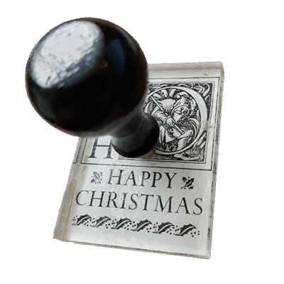Vintage kerststempel Happy Christmas
