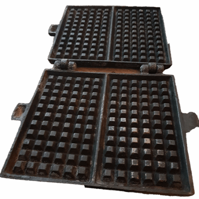 Dubbel antiek wafelijzer 59 cm gietijzer