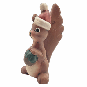 Keramieken eekhoornhanger met kerstmanmuts
